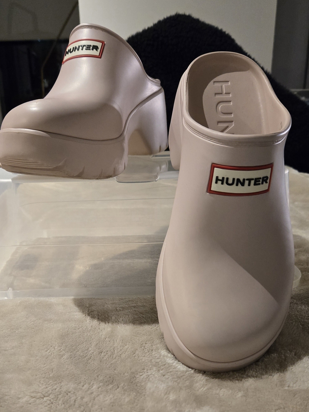 Hunter Anika Clogs Light Natural With Pink Undertone Size 9 Excellent Condition